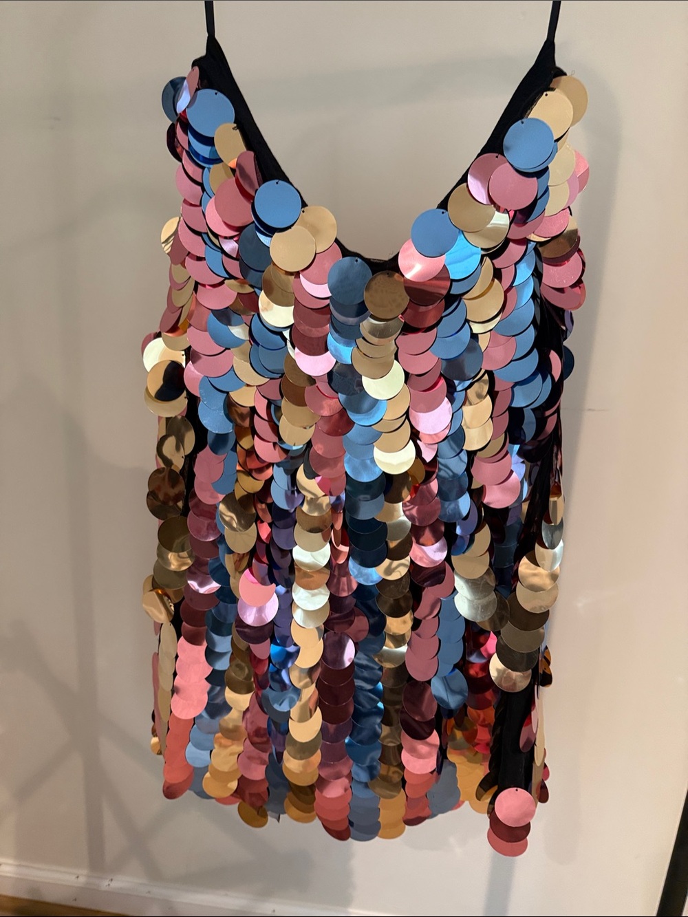 Anthropologie Multicolor Sequin Disc skirt - Pink, Blue, Gold